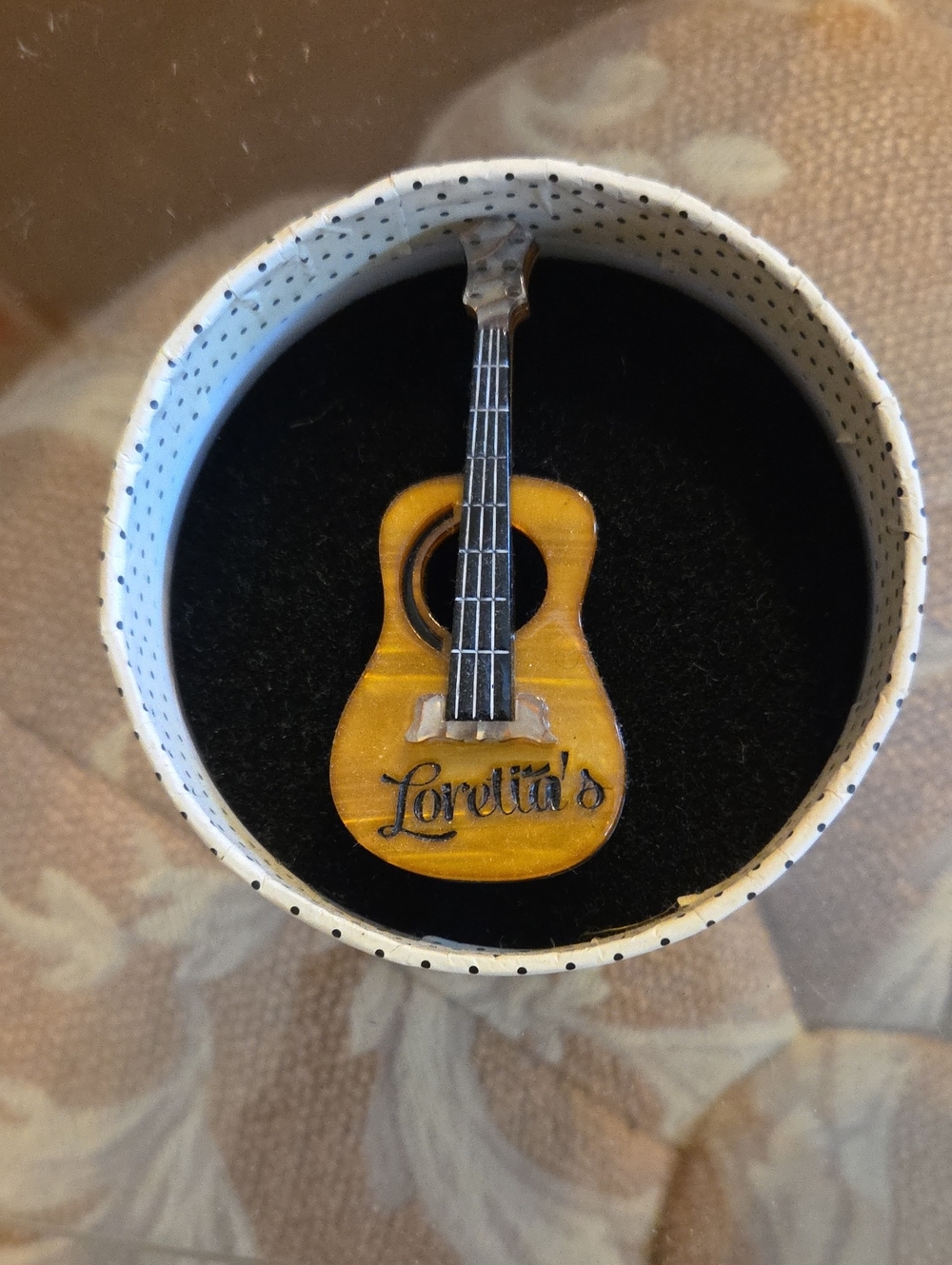 Rare Erstwilder Loretta Lynn Yellow Acoustic Guitar Brooch